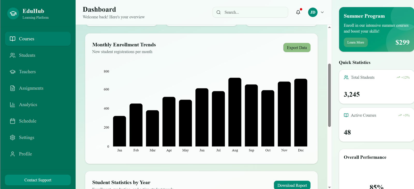 Education Platform Interface